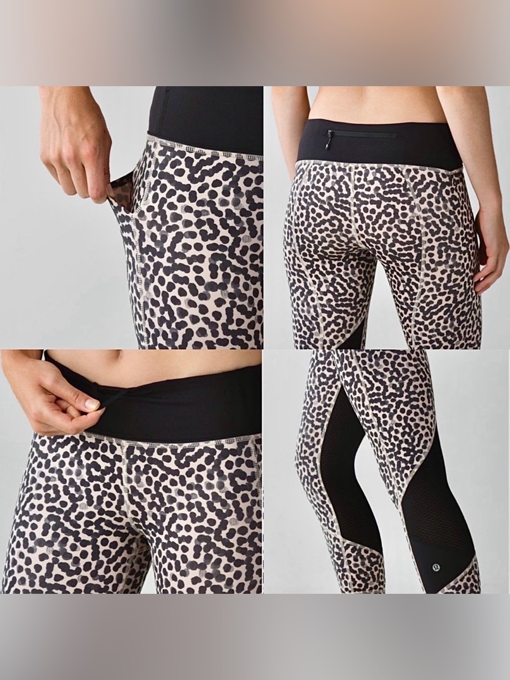 Lululemon Pace Rival Crop Leggings Ace Spot Grain Black Full-On Luxtreme